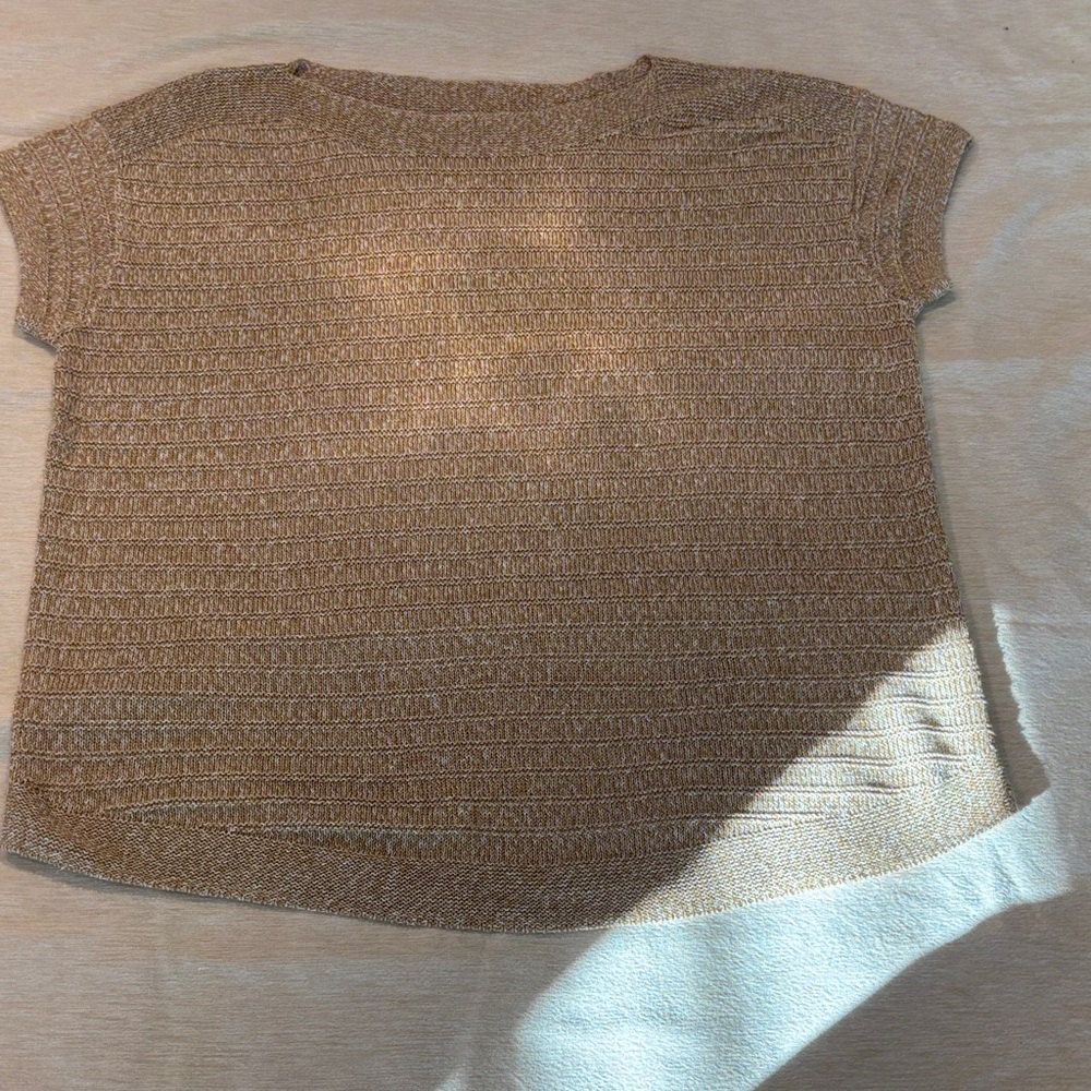Gold Cap Sleeve Knit Top